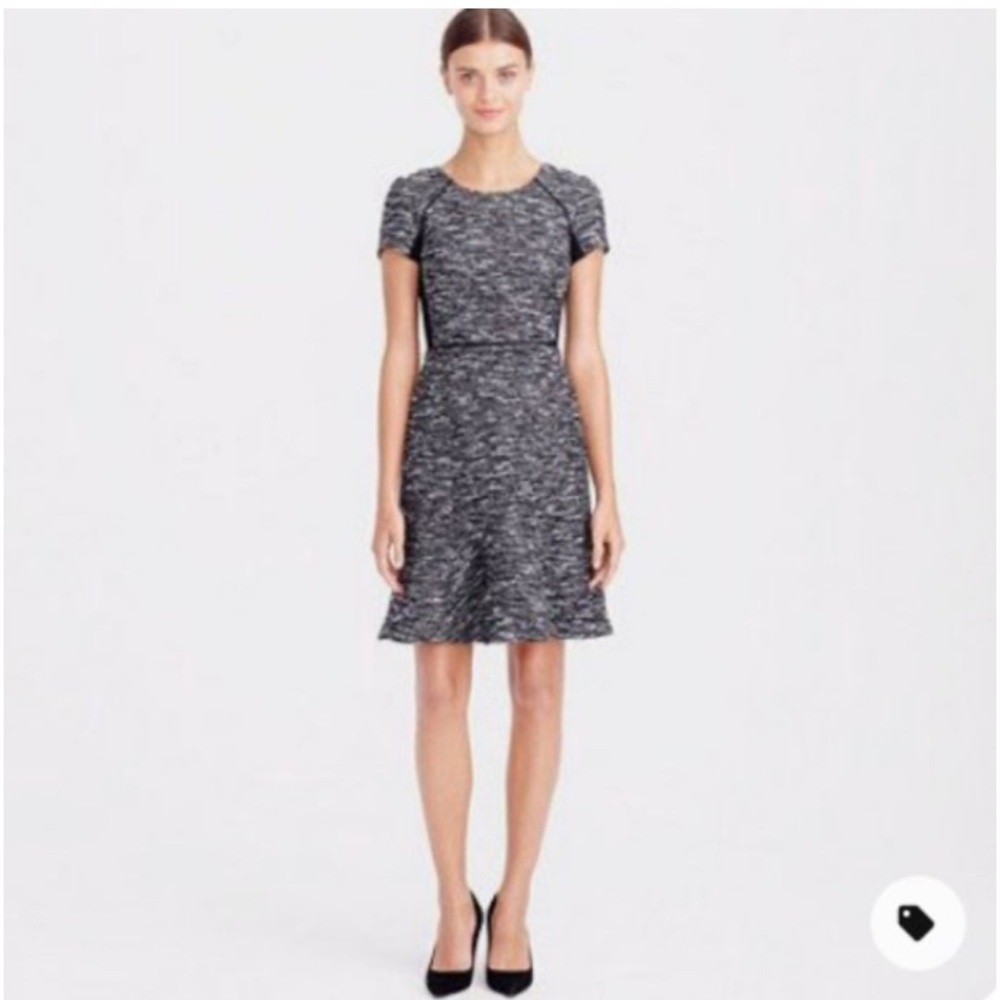 J.Crew NWT Tweed Black White Grey Knit Dress Size 4 XS